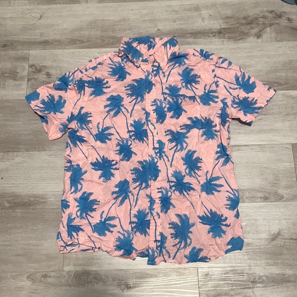 Pink and Blue Palm Tree Beach Button-Up Shirt (NEVER WORN) - Picture 1 of 2